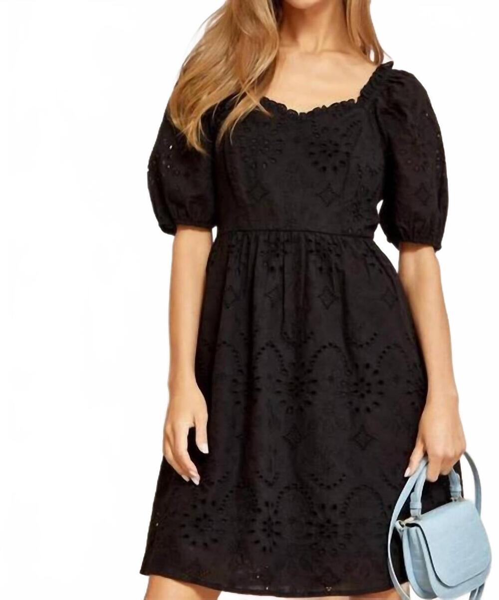 NEW ANDREE BY UNIT ivy eyelet mini dress in black